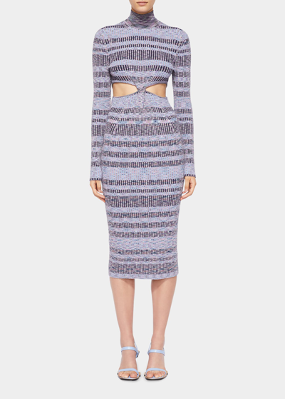 Shop Jonathan Simkhai Fable Twisted Cutout-waist Turtleneck Midi Dress In Midnight Space Dy