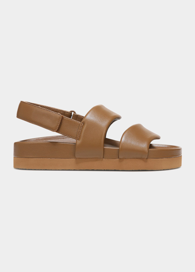 Shop Vince Gemini Leather Comfort Slingback Sandals In Peanut