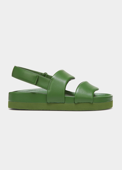 Shop Vince Gemini Leather Comfort Slingback Sandals In Palm Leaf