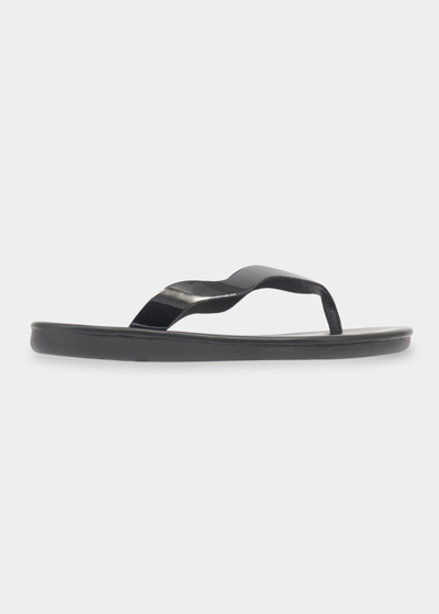 Shop Ancient Greek Sandals Laconia Wavy Leather Thong Sandals In Black