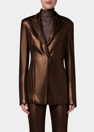 Shop Akris Malina Liquid Jersey Blazer Jacket In Copper