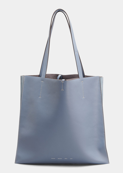 Shop Proenza Schouler White Label Twin Double Compartment Leather Tote Bag In 421 Dove Grey