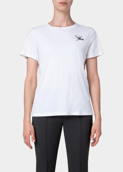 Shop Akris Bird Cross-stitch Jersey T-shirt In Ecru
