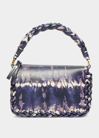 Shop Altuzarra Small Braided Dye Leather Top-handle Bag In Berry Blue