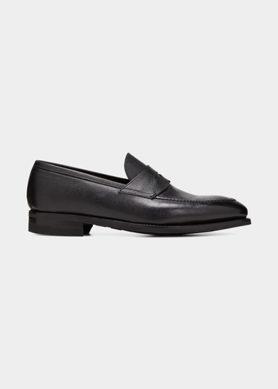 Shop Bontoni Men's Principe Grain Loafer Pebble Rubber Sole In Black