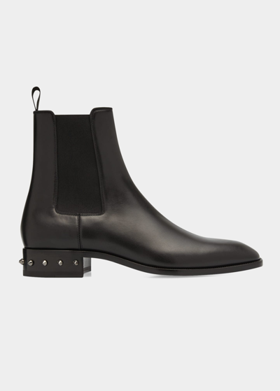Shop Christian Louboutin Men's So Samson Spike-heel Leather Chelsea Boots In Black