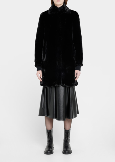 Shop Akris Punto Faux-fur Collared Coat In Black