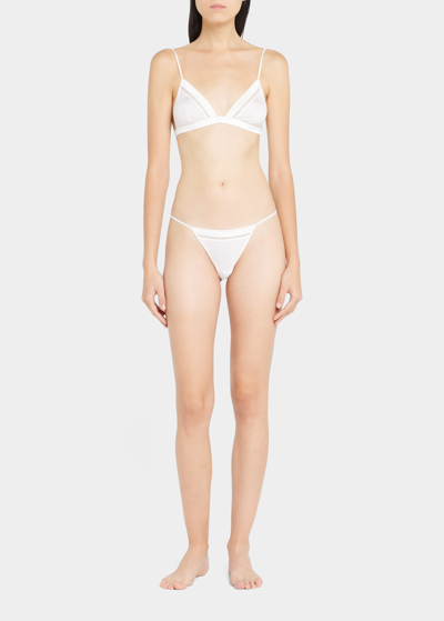 Shop Kiki De Montparnasse Intime Mesh-inset Thong In White