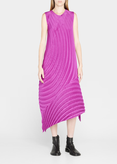 Shop Issey Miyake Gem Pleats Asymmetric Midi Dress In Black