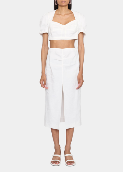 Shop Isabel Marant Fania Puff-sleeve Crop Bustier Top In White