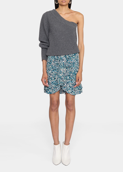 Shop Isabel Marant Bowen-ga One-shoulder Cashmere Sweater In Anthracite