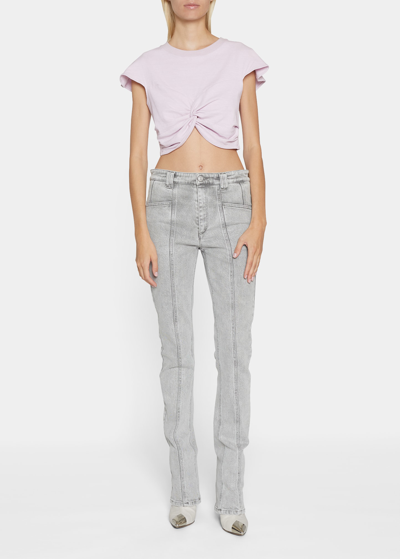 Shop Isabel Marant Zineae Twisted Crop Top In Light Pink