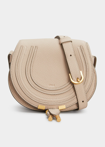 Shop Chloé Marcie Small Crossbody Bag In Grained Leather In Nomad Beige