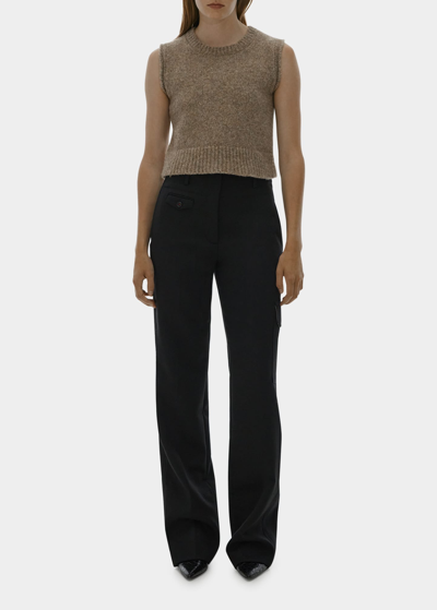 Shop Helmut Lang Veruca Cropped Sweater Vest In Fawn