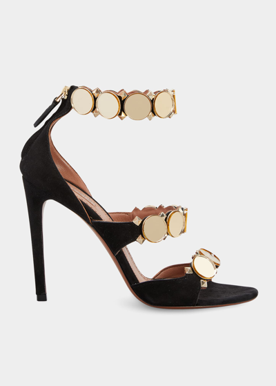 Shop Alaïa La Bombe Mirror Stiletto Sandals In Ornoir