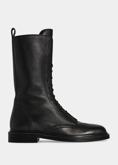 Shop The Row Ranger Leather Lace-up Mid Boots In Black