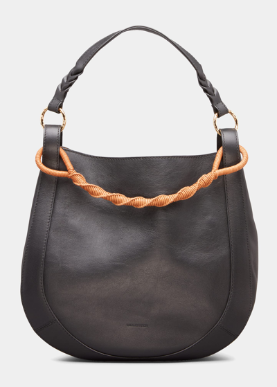 Shop Ulla Johnson Georgia Calf Leather Hobo Bag In Black