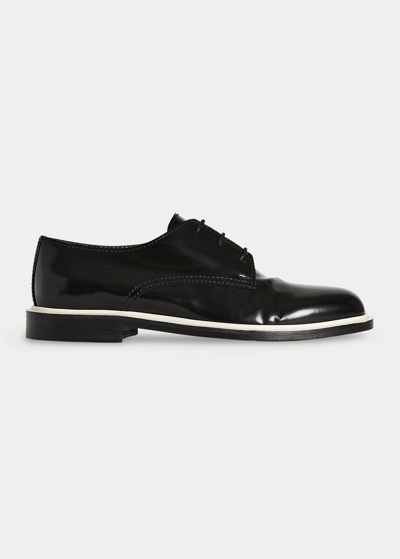 Shop The Row Jules Patent Leather Lace-up Derby Loafers In Blackblackblack