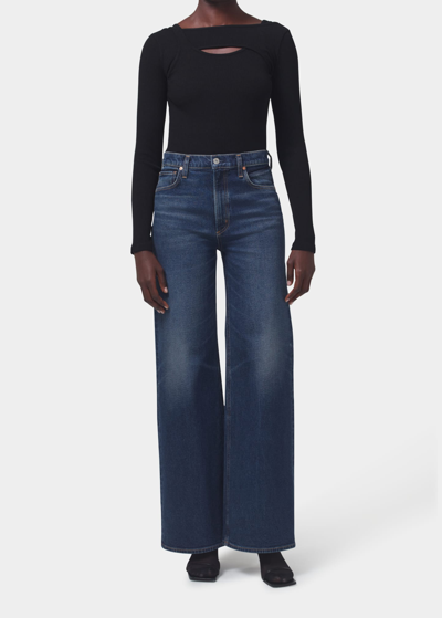 Shop Citizens Of Humanity Paloma High Rise Baggy Wide Jeans In Everdeen
