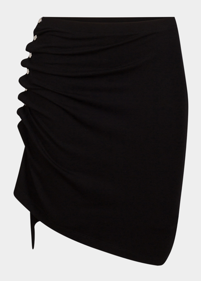 Shop Rabanne Drape Jersey Side Snap Mini Skirt In Black