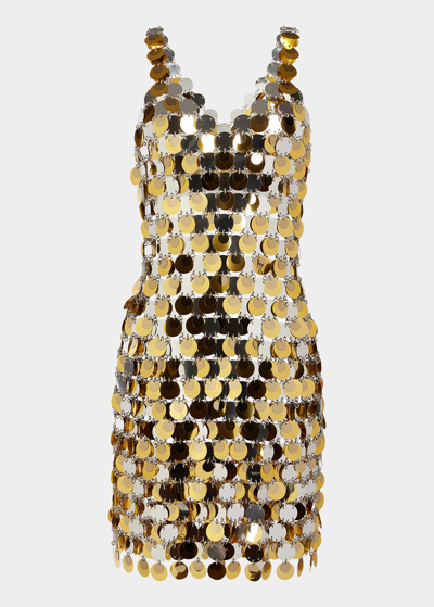 Shop Rabanne Embellished V-neck Mini Dress In Silvergold