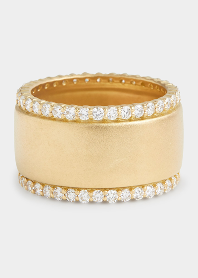 Shop Jamie Wolf 18k Yellow Gold Wide Band With Diamond Edge In Yg