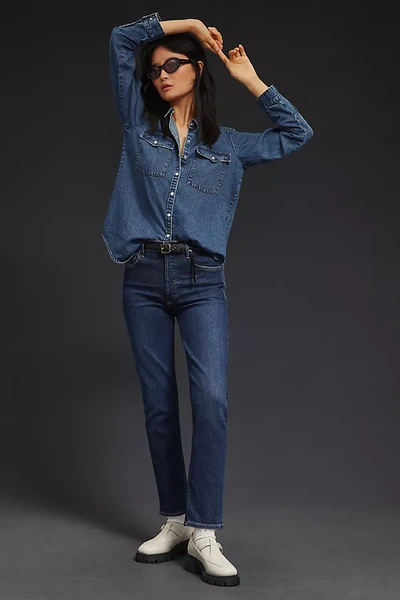 Shop Agolde Riley High-rise Straight Jeans In Blue