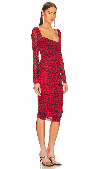 Shop Michael Costello X Revolve Nobu Midi Dress In Red & Black Leopard