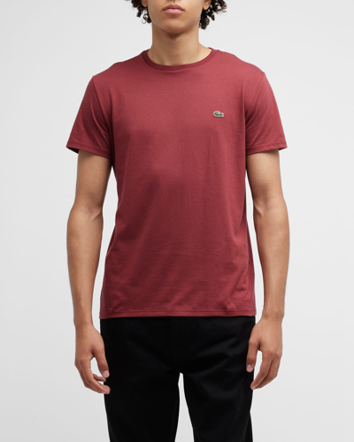 Shop Lacoste Men's Pima Crew T-shirt In Zs1 Cranberry