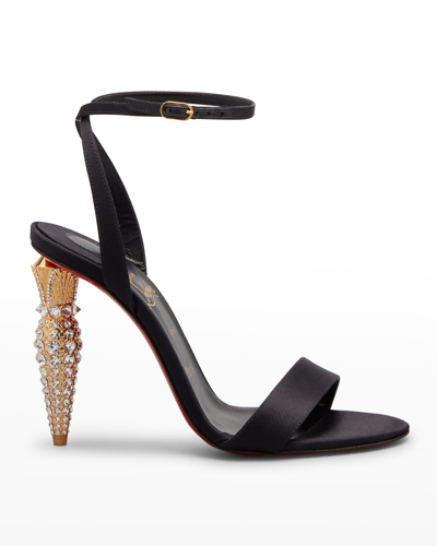 Shop Christian Louboutin Lipstrass Queen Red Sole Ankle-strap Sandals In Black/gold