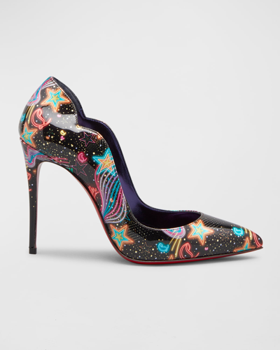 Shop Christian Louboutin Hot Chick Graphic Logo Red Sole Pumps In Multi Black