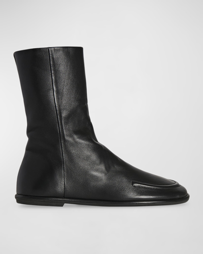 Shop The Row Canal Leather Apron-toe Booties In Black