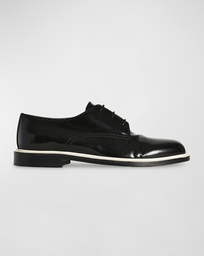 Shop The Row Jules Patent Leather Lace-up Derby Loafers In Black/white/black