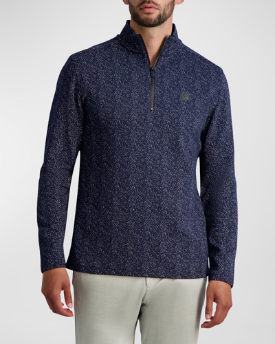 Shop Karl Lagerfeld Men's Speckled Quarter-zip Sweatshirt In Navy