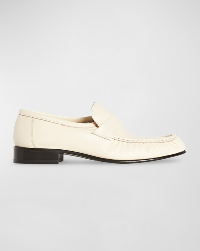 Shop The Row Soft Leather Loafers In Cream