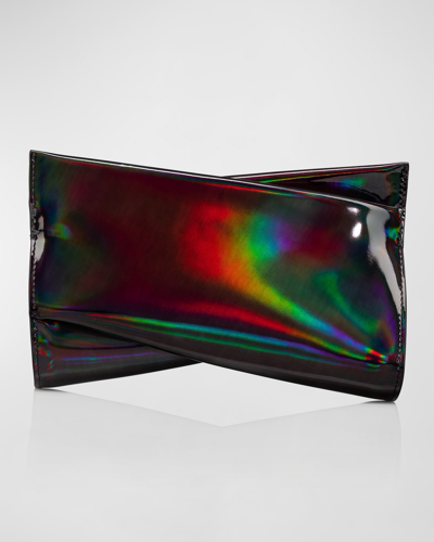 Shop Christian Louboutin Loubitwist Small Psychic Patent Leather Clutch Bag In Black