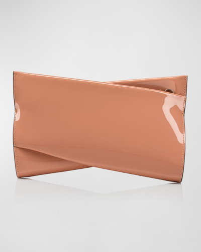 Shop Christian Louboutin Loubitwist Small Patent Clutch Bag In Nude