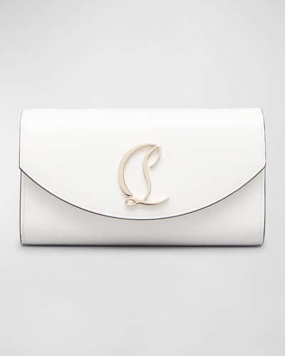 Shop Christian Louboutin Loubi54 Leather Wallet On Chain In Bianco/gold