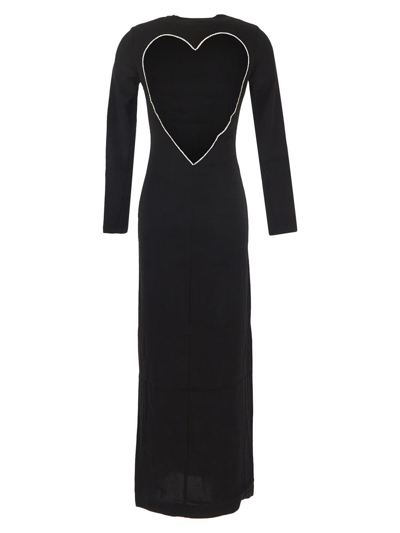 Shop Marco Rambaldi Black Dress With Embroidered Maxi Heart