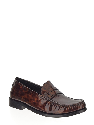 Shop Saint Laurent Penny Loafers In Brown