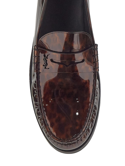 Shop Saint Laurent Penny Loafers In Brown