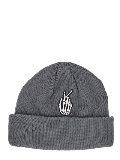 Shop Acupuncture Embroidered Beanie In Grey