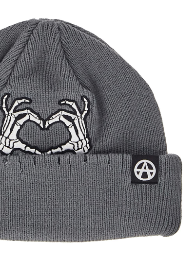 Shop Acupuncture Embroidered Beanie In Grey