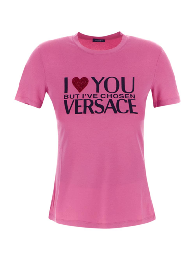 Shop Versace "i Love You" Pink T-shirt