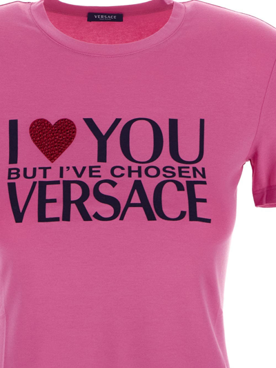 Shop Versace "i Love You" Pink T-shirt