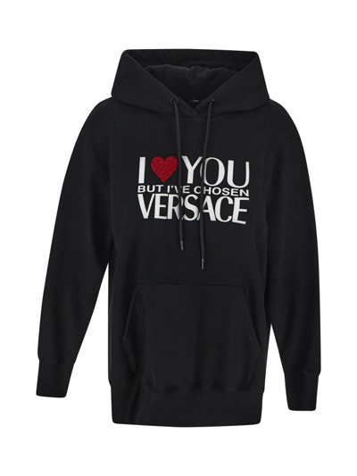 Shop Versace "i Love You" Black Hoodie