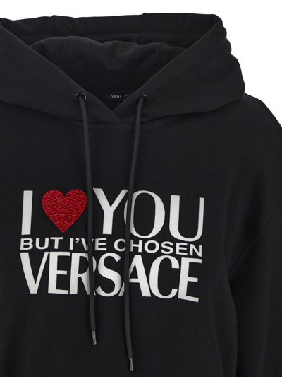 Shop Versace "i Love You" Black Hoodie