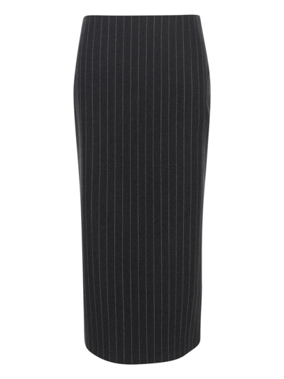 Shop Versace Pin Striped Skirt In Grey