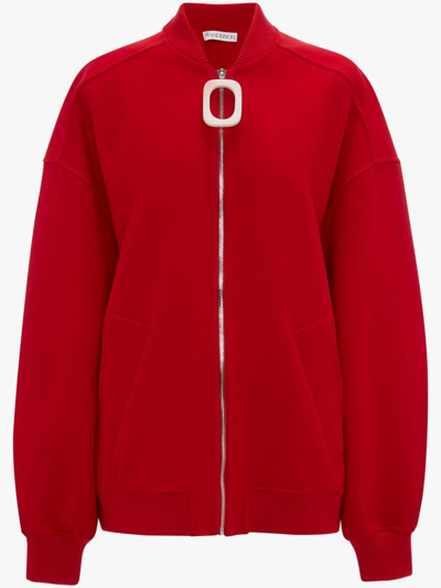 Shop Jw Anderson Oversized Wool Bomber Jacket In Red