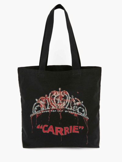 Shop Jw Anderson Carrie - Canvas Tiara Tote Bag In Black